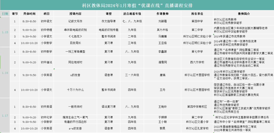 科爾沁區寒假“優課在線”直播課程安排.png